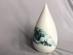 “Raindrop,” Stoneware, Ciera’s fluff, and blue green glazes, electric fired, Height: 8.75in Width: 5.5in Length: 5.5in Weight after firing: 3lbs 13oz, January 2020
