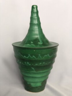 “Green Gally,” Stoneware, Riets Green Glaze, Electric fired, Height: 10.5in Width: 6in Length: 3in, March 2020